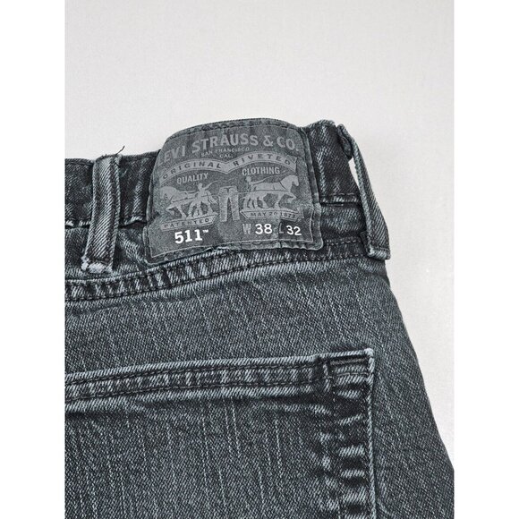 Levis 511 Jean Mens 38x32 Black Slim Straight Denim 5 Pocket. - Picture 2 of 8